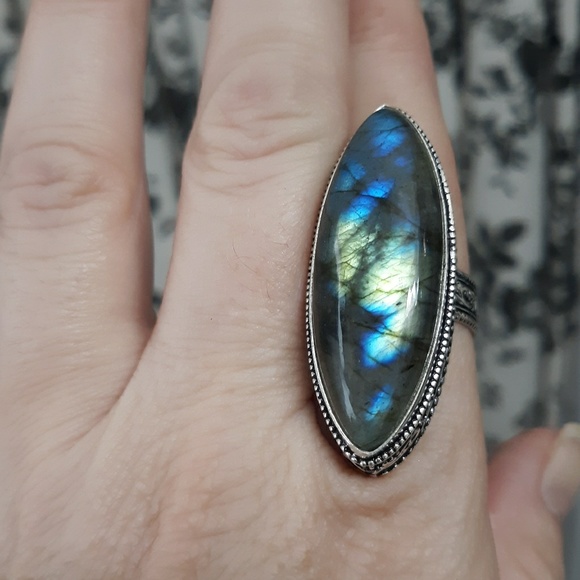New Amazing Labradorite 925 Silver Statement Ring. - Picture 4 of 7